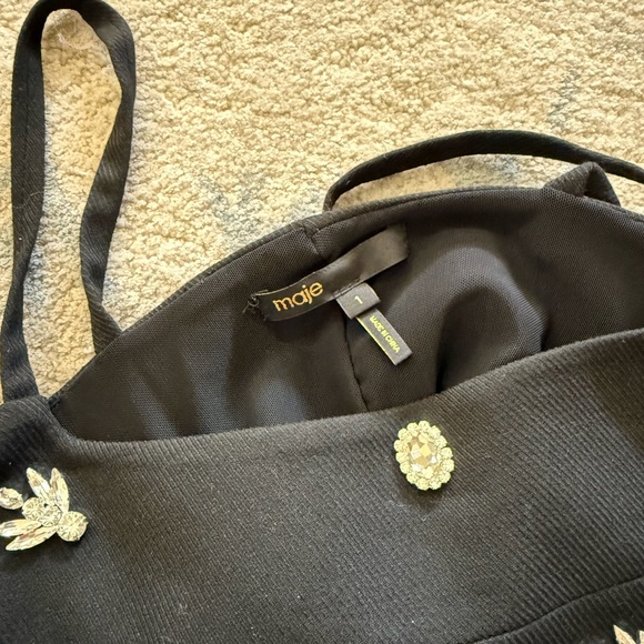 Maje Lifly Black Embellished Women's Crop Top - Picture 4 of 5